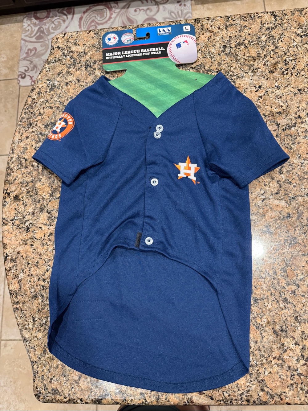 Pets First Navy and Orange Houston Astros  Button-Front Shirt